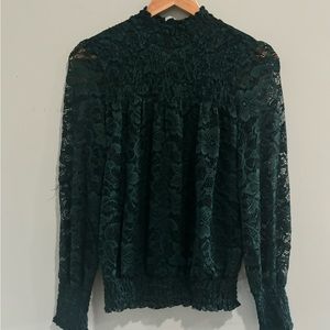 Deep green lace blouse